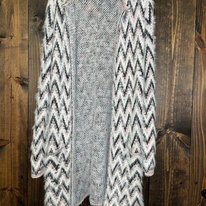 Absolutely Famous Zigzag Patterned Cardigan - Gray, Black, Pink